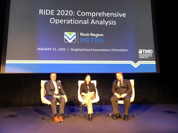 Photo of METRO Executive Director Charles Frazier, TMD Project Manager Melissa Sather and TMD Deputy Project Manager and Senior Planner Andrew Pease.